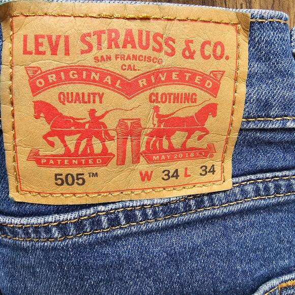 Levi's 505 Regular Fit Classic Straight Leg Jean with Zipper Fly 34x34 - Picture 5 of 11